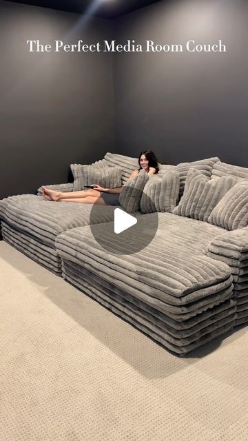 The Rustic Warehouse on Instagram: "🎬 Movie Night Upgrade! 🍿 Dive into comfort with our original double chaise in sleek granite—American made and perfect for any media room. 🇺🇸✨

🎥 Check out the video to see how it transforms any movie night into a luxurious experience. It’s spacious, stylish, and yes, it ships nationwide! 🚚

📩 Want to know more? Comment ‘double chaise’ below, and we’ll send you all the details you need to make this beauty yours.

#DoubleChaise #MediaRoomEssentials #MadeInAmerica #HomeTheater #LuxuryLiving #ShopLocal #dallas #doublechaise #movieroom #sectional #dallasfurniture #shopsmall #rockwalltx #prospertx" Sectional In Basement, Home Movie Room, Small Media Room Ideas, Small Family Room Ideas, Movie Room Ideas, Media Room Ideas, Instagram Movie, Double Chaise, Movie Room