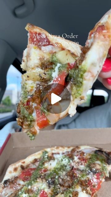 Samantha Milton on Instagram: "Mod Pizza Order🍕✨
420 cals + 25g protein
Here’s what l order:
Mini (6-inch pizza) Red Sauce, Mozzarella, Plant-Based Italian Sausage, Garlic - Roasted, Mushrooms, Oregano, Red Onion, Red Peppers- Roasted, Salt & Pepper, Pesto
Drizzle (420 cals)
Parmesan packet (15 cals)
#modpizza #pizza #order #drivethru #menu #pesto #crust #parmesan #cheese #sauce #lowcal #caloriedeficit #onthego #togo #weightloss #mealidea #lunch #dinner #eat #mealprep #fastfood #weightlossjourney #calories #balance #moderation" Mod Pizza, Pepper Pesto, Restaurant Meals, Parmesan Cheese Sauce, Roasted Mushrooms, Drive Thru, Red Sauce, Low Cal, Cheese Sauce