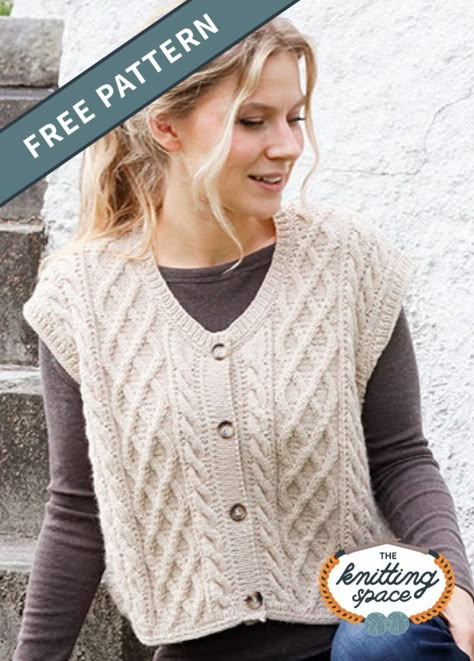 Poetry Reading Knitted Vest [FREE Knitting Pattern] Knitted Vest Patterns Free For Women, Knit Vest Pattern Women, Knit Vest Pattern Free, Knit Vests, Vest Patterns, Knitted Vests, Vest Pattern Free, Aran Knitting Patterns, Aran Knitting