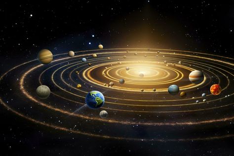 Solar System Background, Planet Orbit, Solar System Images, Solar System Wallpaper, 3d Solar System, Tata Surya, Laptop Backgrounds, Solar System Planets, Hair Sketch