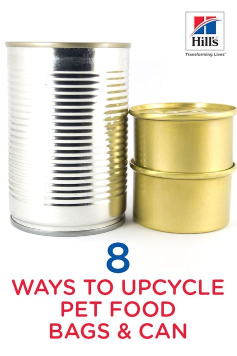 Looking for ways to upcycle those cat and dog food bags and cans that take up so much space in your garbage can and in the landfillHere are a few ideassome decorative and some practicalfor you to upcycle pet supply storage bags and cans. Pet Supply Storage, Dog Food Storage Ideas, Dog Supplies Storage, Fancy Feast Cat Food, Diy Cat Food, Pet Food Packaging, Pet Nutrition, Dog Food Container, Pet Waste Bags