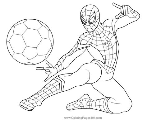 Spiderman with Football Coloring Page Football Coloring, Soccer Drawing, Football Coloring Pages, Colouring Pages, Free Kids, Printable Coloring Pages, Printable Coloring, Coloring Pages For Kids, Coloring Page