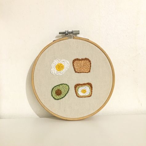 avocado toast with egg embroidery Toast Embroidery, Breakfast Embroidery, Avocado Embroidery, Avocado Toast With Egg, Egg Embroidery, Toast With Egg, Food Embroidery, Clothes Embroidery, Avocado Toast Egg