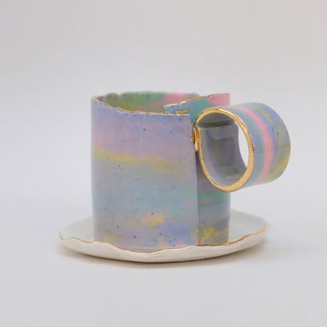 Rainbow Mug, Double Espresso, Ceramic Artwork, Espresso Cups Set, Ceramics Pottery Art, Demitasse Cups, Porcelain Cup, Porcelain Mugs, Ceramic Design