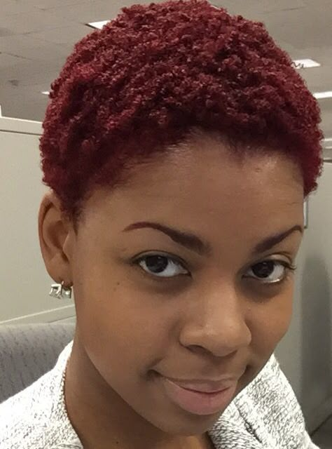 Red Bald Hair Black Women, Coloured Short Hair For Black Women, Burgundy Big Chop, Red Big Chop, Short 4c Ginger Hair, Cherry Short Hair, Burgundy Twa, Short Wine Red Hair, Ginger Short Hair Black Women