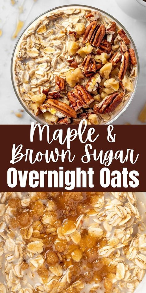 Healthy Breakfast Recipes For Family, Meal Prep Recipes To Lower Cholesterol, Oatmeal Prep For The Week, Meals That Are Easy On The Stomach, Overnight Oatmeal Crockpot, Over Night Oats In A Jar, Healthy Overnight Oats Clean Eating, Oatmeal Variations, Maple Brown Sugar Overnight Oats