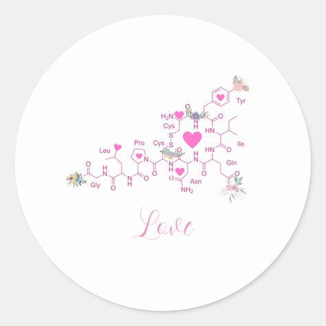 Oxytocin molecule floral art sticker. Love Hormone, Pink Floral Art, Chemistry Teacher Gift, Insta Reel, Celtic Cross Tattoos, Cross Tattoos, Chemical Equation, Science Background, Chemistry Teacher