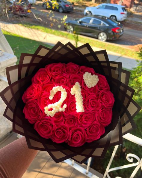 21st Birthday Bouquet 💗 24-count hot pink roses 🌹 🤍 🤍 follow @eternalramitos on instagram #roses #reels #rosas #florist #rosaseternas #eternalroses #explore #bouquet #viral #fyp #ramobuchon #smallbusiness #explorepage 21st Birthday Bouquet, Instagram Roses, Birthday Bouquet, Hot Pink Roses, 21st Birthday, Flowers Bouquet, Pink Roses, Florist, Bouquets