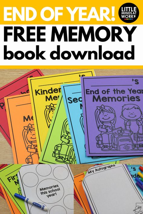 free end of the year Pre K Memory Book, Student Memory Book, Kindergarten Memory Book, Memory Book Kindergarten, Memory Book School, Summer Reading Challenge, Kindergarten Freebies, Rainbow Writing, Sight Word Reading