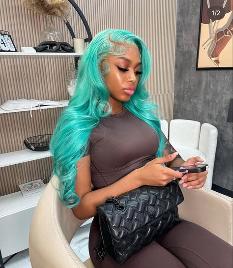 #wigs#fulllacewig#lacefrontwig#lacefrontal#laceclosure#closure#bundles#hairbundles#humanhair#virginhair#hairwholesale#wholesalebundles#bundledeals#wholesalehair#hairsupplier#hairvendor#minkhair#likeforlikes#hairforblackwomen#hairweaves#deepwavehair#curlyhair#deepwavebundles#curlyhairbundles#deepcurlyhair#kinkycurly#curlyhairstyles#deepcurlyhairbundles#613wig#613hair Turquoise Wig, Frontal Wig Install, Lace Wigs Styles, Event Hairstyles, October Books, Wig Install, Girls Hairstyles Braids, Long Wavy Hair, Luxury Hair