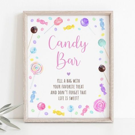 $12.35 | Candy Bar Lollipop Sweet Shop Birthday Sign #sweet one birthday, candy shop birthday, sweet shop birthday, lollipop birthday, girl candy party, candy party, candy shop party, candy land birthday, two sweet birthday, candy bar party sign Rainbow Candy Birthday Party, Two Sweet Party 2nd Birthday Table Decorations, Pastel Food Table, Two Sweet Candy Birthday Party, Candyland Favors Ideas, Candy Store Birthday Party, Candy Dance Theme, Sweet Sassy Birthday Party, Candy Bar Sign Ideas