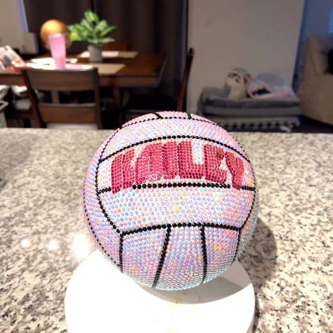 Regulation size volley ball covered in Rhinestones Processing time for all items is 4-6 weeks.  Customize options are available. Bedazzled Volleyball, Things To Rhinestone, Things To Bedazzle, Bedazzle Ideas, Bedazzled Things, Bedazzling Ideas, Bling Items, Bedazzled Stuff, Bling Stuff