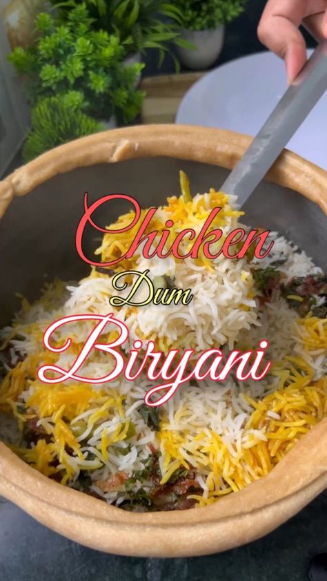 Letz cook on Reels | Chicken Dum Biryani Recipe, Dum Biryani Recipe, Chicken Dum Biryani, Pakistani Recipes, Spiced Rice, Dum Biryani, Slow Cooked Chicken, Special Occasion Food, Perfect Chicken