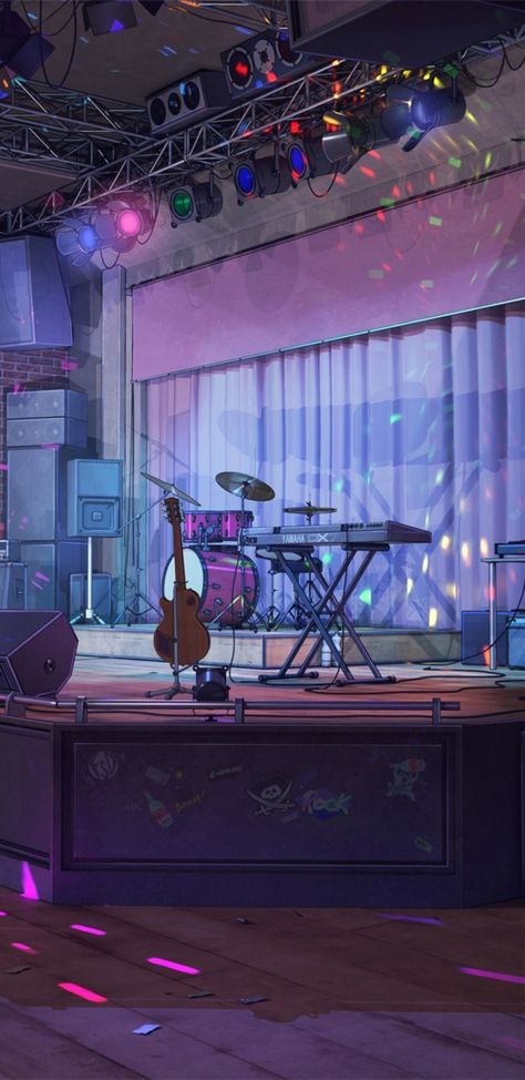 Anime Stage Wallpapers - Top Free Anime Stage Backgrounds - WallpaperAccess Anime Concert, Stage Wallpaper, Concert Wallpaper, Instruments Guitar, Guitar Artwork, Stage Background, Concert Stage, Anime Backgrounds, Homecoming Nails