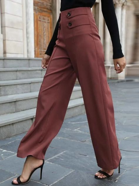 High Waisted Straight Leg Pants Outfit, High Waist Dress Pants, Dress Slacks For Women, Patterned Dress Pants, Summertime Dresses, High Waisted Pants Outfit, Women's Dress Pants, Meeting Outfit, High Waisted Dress