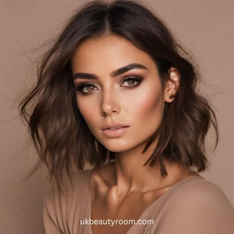 Smokey Eye Brown Eyeshadow, Court Makeup Looks, Makeup Ideas For Family Photos, Metallic Smokey Eye Makeup, Simple Dark Makeup Natural, Wedding Make Up Hazel Eyes Brown Hair, Day Make Up For Brown Eyes, Smoky Natural Eye Makeup, Make Up Smoky Eyes