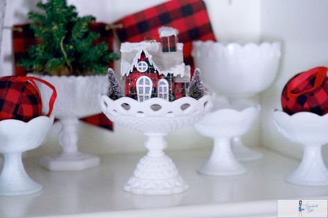 Goodwill Christmas, Inspiration Noel, Milk Glass Christmas, Milk Glass Display, Milk Glass Centerpiece, Milk Glass Decor, Chirstmas Decor, Pottery Barn Christmas, Christmas Cones