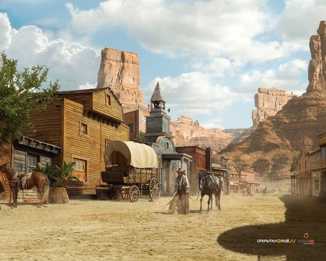 Wallpaper Western, Cowboy Town, Old Western Towns, Old West Town, Western Wild, Old Western, Western Artwork, Cowboy Aesthetic, Western Photography