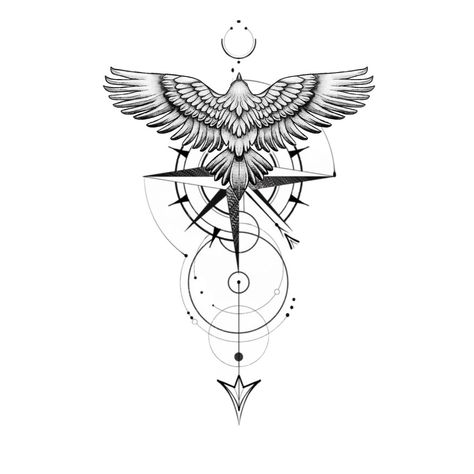 Bird Compass Tattoo, Eagle And Compass Tattoo, Eagle Compass Tattoo, Compassion Tattoo, Eagle Tattoo Forearm, Eagle Tattoo Ideas, Compas Tattoo, Eagle Tattoo Design, Geometric Compass Tattoo