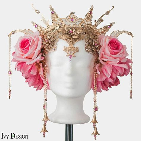 Spring Headpiece, Fantasy Headpieces, Fairy Headpiece, Fantasy Queen, Flower Headdress, Fairy Crown, Pin Up Vintage, Flower Headpiece, Floral Headpiece