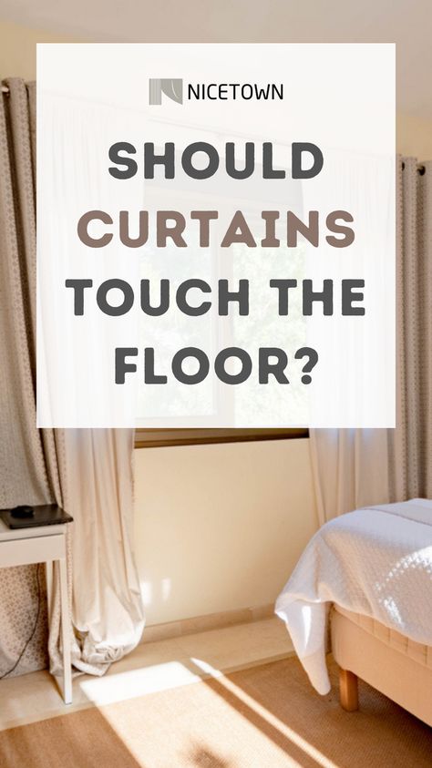 Hover Curtains or Floor Length Curtains, is the most common curtain length style and it’s popular amongst customers probably because of its simplicity and casual look. One of the underlying questions when choosing curtain length is whether or not curtains should touch the floor. Since most windows do not extend all the way to the ground the answers to this question may vary. Curtains On Floor, Curtains Not Touching Floor, How To Hang Curtains With Tall Ceilings, Curtain Length Guide Bedrooms, Puddling Curtains, Curtain Height Guide, Puddle Curtains, Puddled Curtains, Curtain Length Guide