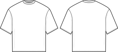 Boxy oversized fit t-shirt flat technical drawing illustration short sleeve blank streetwear mock-up template for design and tech packs. Oversized Shirt Template, Blank Shirt Template, T Shirt Tech Pack, Oversized Tshirt Template, Oversized Tshirt Drawing, Oversized T Shirt Template, How To Draw Tshirt, Tshirt Template Blank, Tshirt Technical Drawing