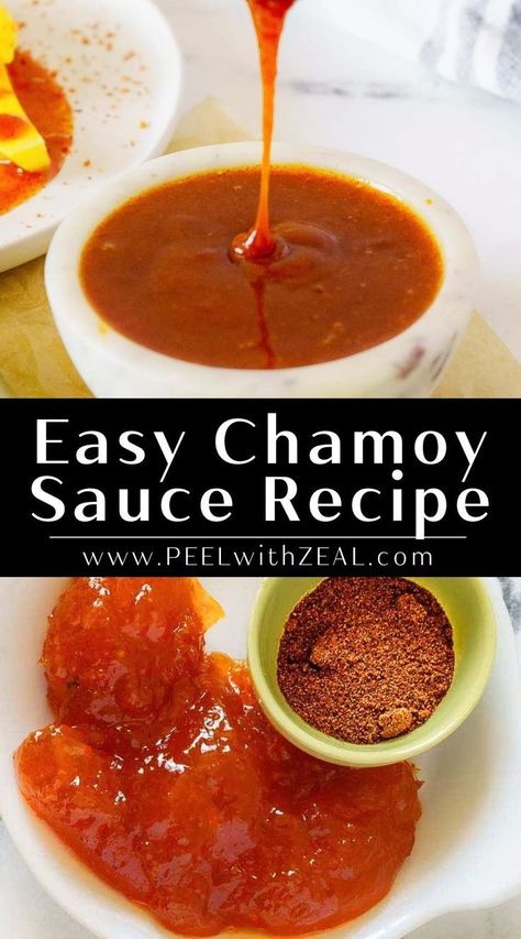 This straightforward Chamoy sauce recipe is ready in just 10 minutes! Its delicious flavor mirrors that of store-bought Chamoy, yet it contains no dyes or corn syrup. Moreover, it is suitable for both vegans and those following a gluten-free diet! Easy Chamoy Recipe, Recipes With Chamoy Sauce, Chamoy Sauce Recipe, Rim Paste Recipe Chamoy, Pickles With Chamoy, Mexican Pickles Chamoy, Chamoy Recipe, Homemade Chamoy, Chamoy Sauce