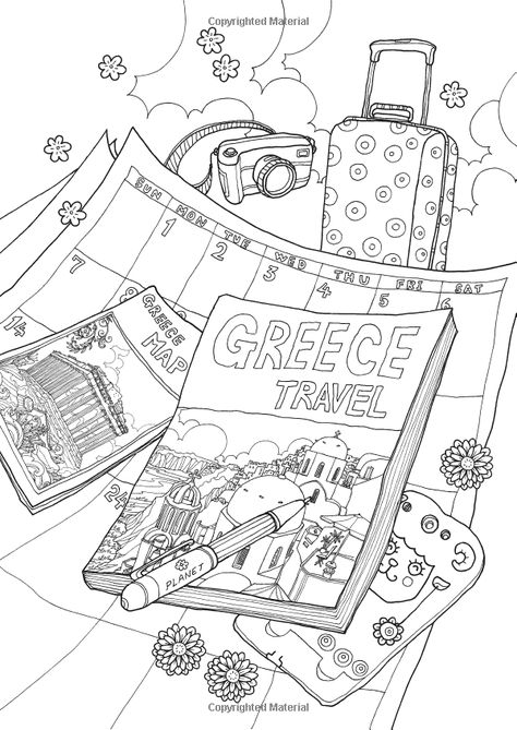 Mamma Mia Coloring Pages, Europe Coloring Pages, Greek Coloring Pages, Greece Coloring Pages, Travel Coloring Pages, Greek Lifestyle, Greek Festival, Free Adult Coloring Printables, Adult Coloring Books Printables