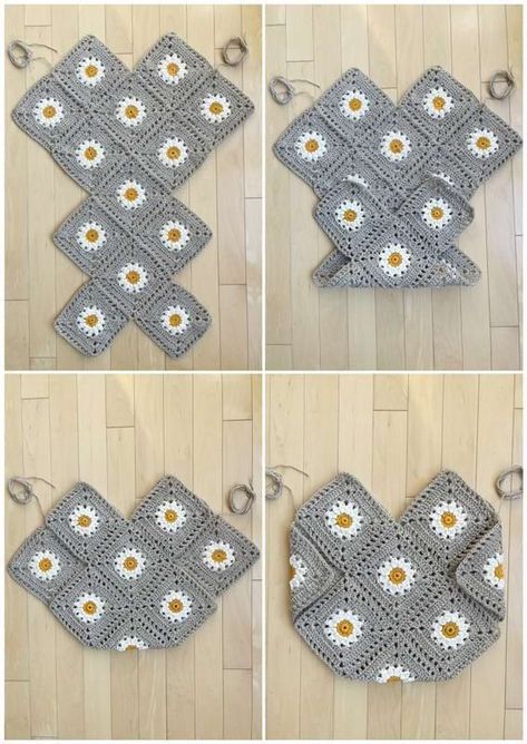 Sac Granny Square, Tote Crochet, Poncho Crochet, Mode Crochet, Crochet Bag Pattern Free, Pola Amigurumi, Bag Pattern Free, Crochet Market Bag, Crochet Daisy