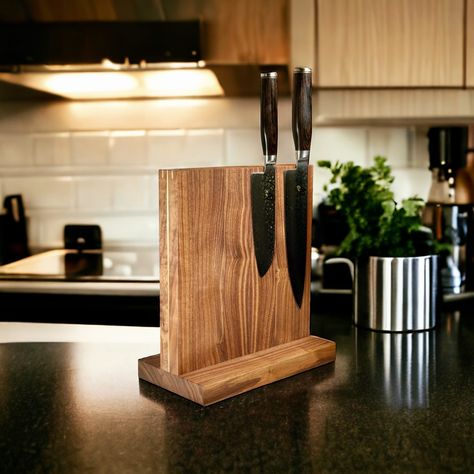 'The Monolith' - walnut/brass - Explore our large selection of handcrafted magnetic knife blocks and knife rails in the webshop - link in description. Worldwide shipping - #swissinteriorbloggers #germaninteriorbloggers #diningroom #kitchen #InteriorDesign #wohninspo #wohninspiration #thescandinavianhome #passion4interior #nordicstyle #nordicinspiration #mynordichome #nordichomes #inspohome #nordicminimalism #scandiinspo #InteriorDesign #softminimalism #skandinawischwohnen #mitthejm #mynordicr... Knife Magnet, Magnetic Knife Block, Wooden Bathtub, Nordic Homes, Magnetic Knife Blocks, Coffee Filter Holder, Knife Blocks, Kitchen Roll Holder, Soft Minimalism