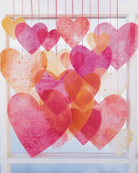 Valentines Crayon Hearts, Diy Heart Suncatcher, Hanging Paper Hearts Diy, Valentine’s Day Suncatcher, Wax Paper Crayon Hearts, Wax Paper Hearts, Heart Window Art, Adult Crafts Valentines Day, Valentines Decorations Diy Kids