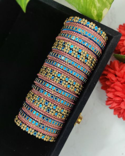 ✨ Customized Bridal Kundan Bangles for Pastel pink with copper sulphate blue silk saree 🩵🩷 ❣️ DM/Whatsapp - 8637452661 to get customized ❣️ Bridal bangles & Bulk bridal packages are available ❣️ Bulk orders & Return gifts orders are taken for all occasions ❣️ Worldwide shipping available ❣️ Customization available in 50+ different colors and all sizes ✨Follow @maya_venba_boutique for exquisite bangles collections with exclusive collections #maya_venba_boutique #silkthreadbangles😘 #pond... Copper Sulphate, Silk Thread Bangles Design, Creative Videos, Blue Silk Saree, Thread Bangles Design, Kundan Bangles, Bridal Packages, Silk Thread Bangles, Return Gifts