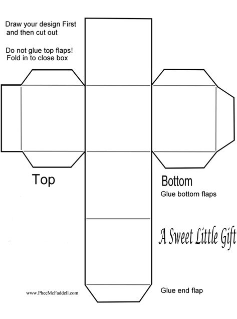 Small Box www.pheemcfaddell.com Gift Box Template Free, Box Templates Printable Free, Easy Kids Crafts, Box Template Printable, Old Greeting Cards, Packaging Template Design, Box Templates, Paper Cutout Art, Printable Box