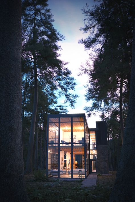 Dawn Arrives, Thomas Berard on ArtStation at https://www.artstation.com/artwork/yxPR5 Bohlin Cywinski Jackson, Building Skin, Innovative Architecture, Modern Architecture House, Design Milk, Glass House, Residential Design, Residential Architecture, Nature Photos