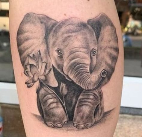 Elephant With Baby Tattoo, Elephant Tattoos Trunk Up Good Luck, Elephant With Roses Tattoo, Mom And Baby Elephant Tattoo, Elephant Mom And Baby Tattoo, Realistic Elephant Tattoo With Flowers, Elephant With Flowers Tattoo, Baby Elephant Tattoo, Elephant Family Tattoo