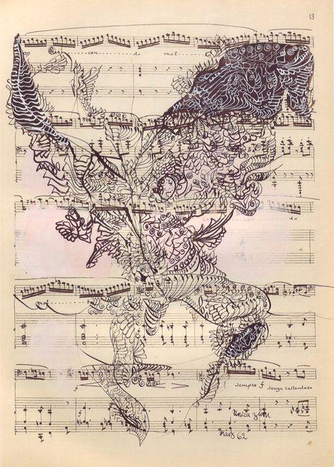 Unica Zurn, Graphic Score, Automatic Drawing, Solfege, Stippling Art, Music Drawings, American Poets, Black Lines, Visual Diary