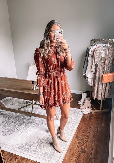 Boho Wedding Dress For Guest, Wedding Guest Dress With Booties, Fall Wedding Guest Dress September Casual, Fall Wedding Guest Dress With Cowboy Boots, Dressy Clothes For Women, Wedding Guest Dress Western Style, Fall Rustic Wedding Guest Outfit, Fall Dresses For A Wedding, Fall Country Wedding Guest Dress