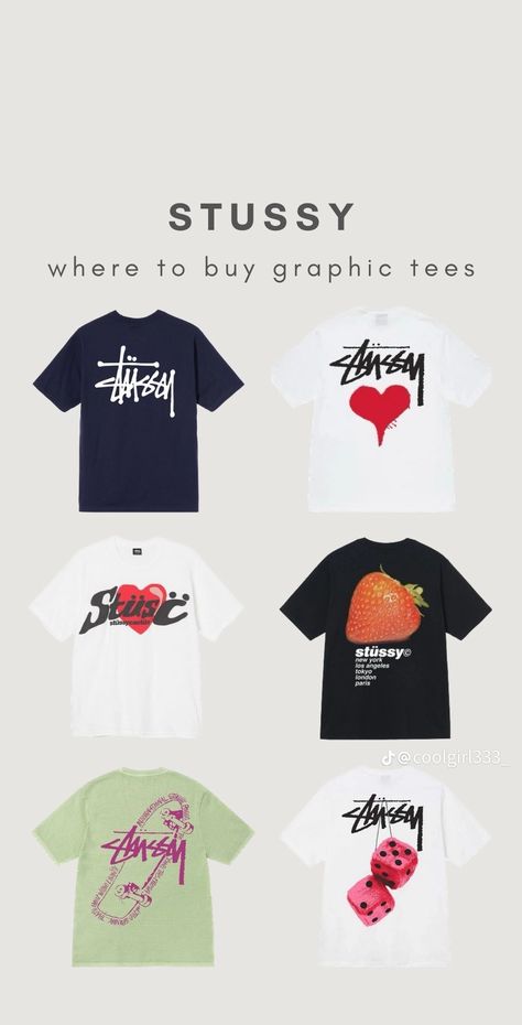 Stussy Graphic Tee, Graphic Tees Style, Stussy Clothes, Stussy T Shirt, Graphic Tees Design, Fun Outfits, Tees Design, Graphic Tee Style, Guys Clothing Styles