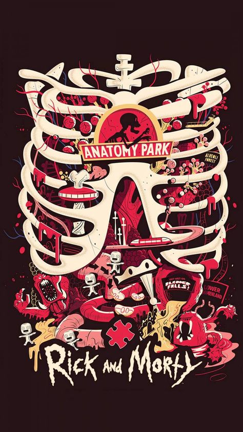 Anatomy Park Rick and Morty iPhone Wallpaper Anatomy Park, Poster Art Deco, Rick I Morty, Rick And Morty Poster, Couple Drawing, Poster Store, Drawing Faces, City Poster, Trends International