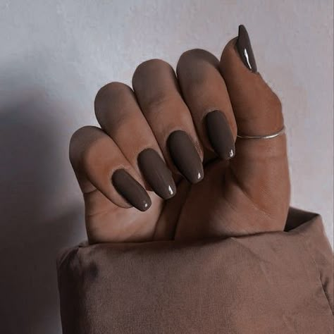 Opi Millennium Mocha, Almond Nails Solid Color, Cappuccino Nails, Espresso Nails, Mocha Nails, Grey Matte Nails, Brown Nail Polish, Inspiration Nails, Nail Goals