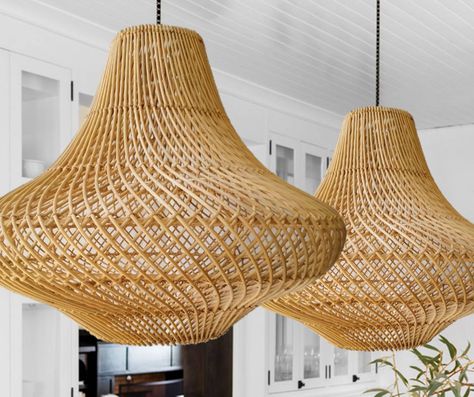 Coastal Design Style, Balinese Decor, Rattan Light Fixture, Wicker Pendant Light, Rattan Chandelier, Farmhouse Coastal, Bamboo Light, Coastal Interiors Design, Rattan Lamp