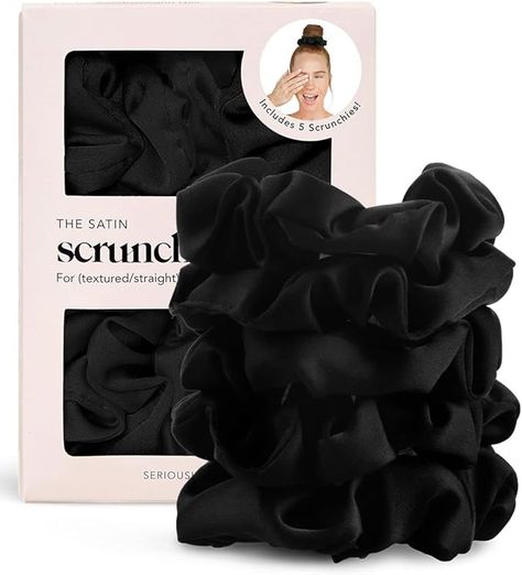 No Crease Hair Ties, Ties For Women, Satin Scrunchies, Silk Scrunchies, Tie For Women, Satin Noir, Elastic Hair Ties, Hair Scrunchies, Silk Hair