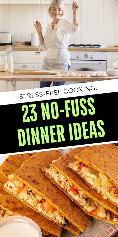 Enjoy stress-free cooking with these 23 no-fuss dinner ideas. Perfect for when you need a break from complicated recipes. Save this pin for later and click to explore these simple and tasty dinner recipes! Easy Dinner Ideas When You Have No Food, Easy No Mess Dinner, No Effort Dinner, Easy Late Night Dinner, No Cook Dinner Ideas, Recipes No Oven, No Cook Dinner, Tasty Dinner Recipes, 2025 Recipes