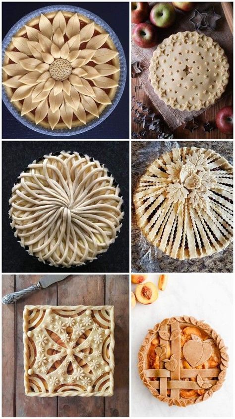 Cool Pie Crust Design, Birthday Pie Decoration, Apple Pie Crust Designs Thanksgiving, Decorated Pies Tops, Decorated Apple Pie, Pie Dough Designs, Easy Pie Designs, Pie Designs Crusts, Apple Pie Decoration Crusts