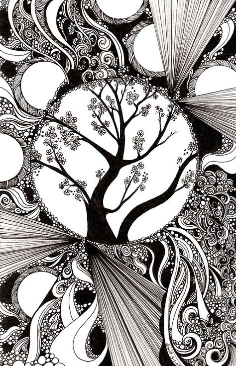 "59: Black and white Abstract with Trees" by djsmith70 Modele Zentangle, Night Trees, Zantangle Art, Arte Doodle, Zentangle Ideas, Zen Tangles, Art Zentangle, Graffiti Alphabet, Zentangle Doodles