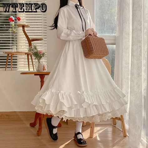 Cocktail Skirts, White Long Skirt, High Waist Long Skirt, 일본 패션, Black Lace Skirt, Fairy Skirt, Ankle Length Skirt, Skirts Women, Long Skirts For Women