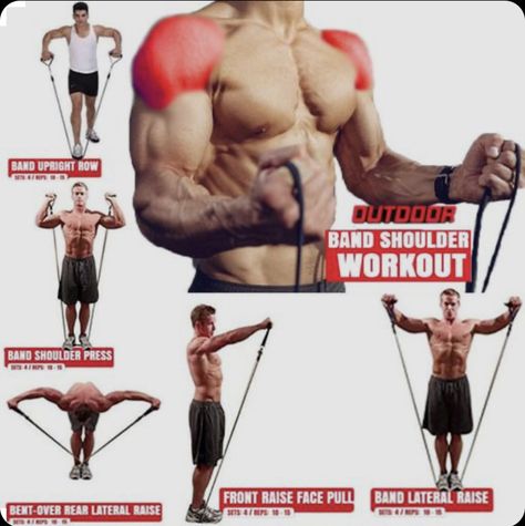 Resistance Band Exercises For Men, Stretch Band Exercises, Best Biceps, Exercises For Men, Best Body Weight Exercises, Resistance Band Training, Workout Home, Best Resistance Bands, Shoulder Exercises