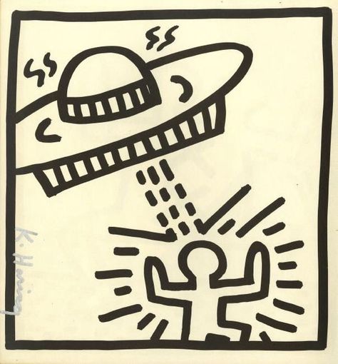 Keith Haring, Figurative, Spaceship, Black And White, For Sale, Black, Art