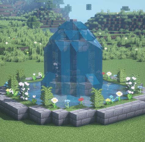 Hi Freinds! This is my magical fairytail fountain for use in your faircore minecraft worlds. I hope you love it's flowery garden aesthetic and will find it inspiring for all of your fairytale and cottagecore builds! Check out the full tutorial on my YouTube channel! #fountain #fairyfountain #fairycore #fairytale #fairy #fairttail #tale #tail #cottagecore #cottage #minecraft #minecraftinspo #mincraftcottage #minecraftfountain #fiaryhut #faitycottage Mc Aesthetic Builds, Builds For Minecraft World, Minecraft Fairy Cottage Ideas, Minecraft Garden Fountain, Minecraft Village Fountain Ideas, Cottage Core Town Minecraft, Aesthetic Minecraft Garden Ideas, Cottage Core Aesthetic Minecraft, How To Make A Fountain In Minecraft