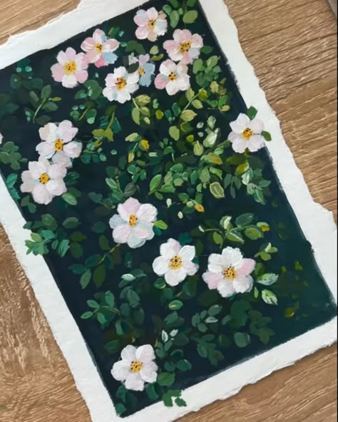 Wild Rose Painting, Animal Paintings Acrylic, Gouache Paints, Flower Drawing Tutorials, Acrylic Ideas, Gouache Paint, Flower Painting Canvas, Canvas Painting Tutorials, Canvas Drawings